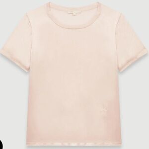 Maje Soft Pink Crew Neck 100% Silk Top